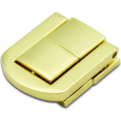 Lot de 2 loquets dorés à bascule pour valises, malle et coffre - Serrure à fermoir cadenas, fixation 25mm, étui de protection (1/4)