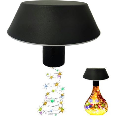(Noir)Lampe Bouteille Sans Fil, Lampe de Table Sans Fil Rechargeable Lampe de Table Tactile à Intensité Variable avec Guirlande Lumineuse pour la Maison, le Bar et le Camping
