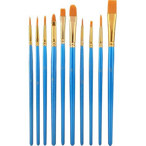 10 pièces Pinceaux en Nylon pour Enfants - Kit Peinture Aquarelle et Loisirs Créatifs (1/5)