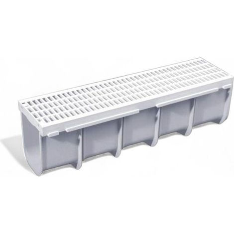 Canaletta drenaggio in polipropilene grigio con griglia per deflusso acque piovane 50x13x14 cm (1/2)