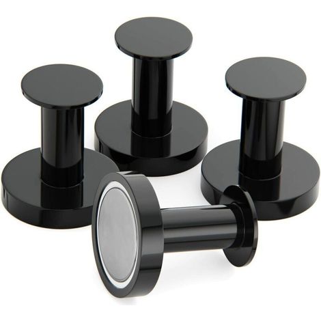 Appendiabiti magnetico per appendere cappotti e borse, 4 ganci da parete neri estremamente resistenti, attaccapanni per porta con magnete in metallo