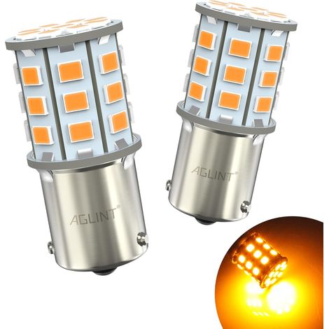 1156 BA15S P21W LED Bulb 382 1141 7506 12V-24V Car Reverse Light DRL Daytime Running Lights Rear Fog Turn Signal Brake Light 6500K White 2pcs (PY21W Amber) (1/5)