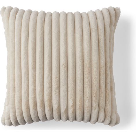 Sierra - coussin - en fausse fourrure côtelé - 60x60 cm - beige (1/4)