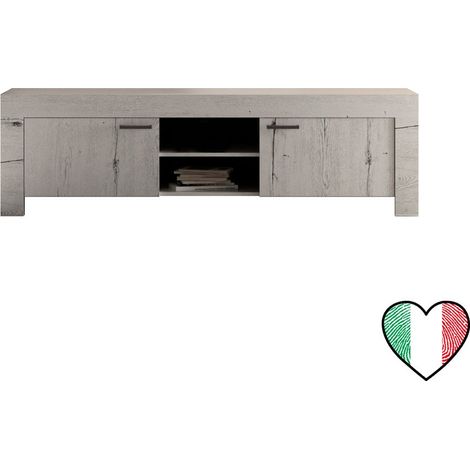 Mobile Porta TV soggiorno 2 ante in Rovere Bianco, 180x53 Made in Italy - Land (1/2)