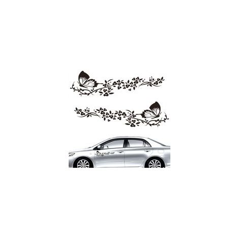 (Noir)2 Pcs Autocollant Voiture, Stickers pour Voiture Avec Motif Papillons et Fleurs,Autocollant Voiture Tuning pour Capot de Voiture,Moto,Planches à Roulettes,Valises,Murs