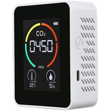 Green Mobility-Détecteur de dioxyde de carbone CO2 pour la qualité de l'air, la température et l'humidité, mesure rapide du CO2, blanc (1/5)