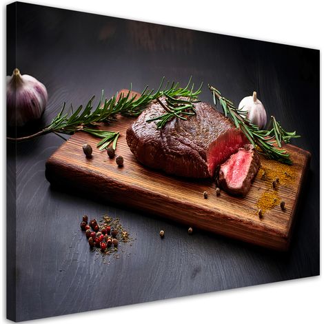 Tableau déco Steak Viande Aliments pour la cuisine de restaurant 60x40 (1/5)