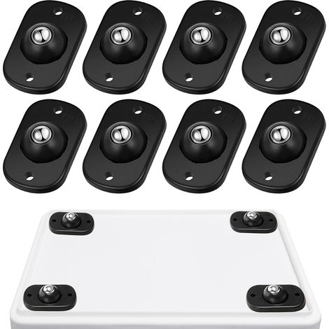 Mini Roulettes pour Meuble, Petites Roulettes de Meuble, Roulettes Universelles en Acier Pivotantes à 360°, Roulettes Plates pour Petits Appareils, Boîtes de Rangement, Bacs (8 PCS, Noir) (1/5)
