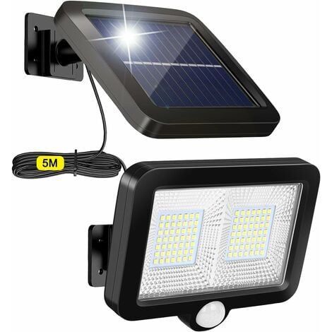 Lampe Solaire Exterieur Detecteur de Mouvement, 98 Leds Spot Solaire Exterieur, Solaire lampes avec Câble de 5M, 1Pcs (1/5)