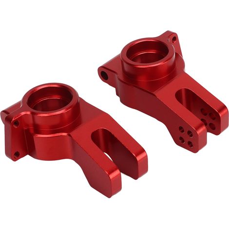 Deux moyeux de roue arrière pour voitures télécommandées, en alliage d'aluminium, haute résistance et stabilité, couleur unie exquise, adaptés aux voitures télécommandées ARRMA 1/7 et 1/8, rouge. (1/5)