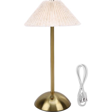 Lampe de table plissée, tactile, 3 couleurs, intensité variable, rechargeable par USB, style rétro, sans fil, LED, gris lin, idéale pour la table de chevet ou le salon. (1/5)