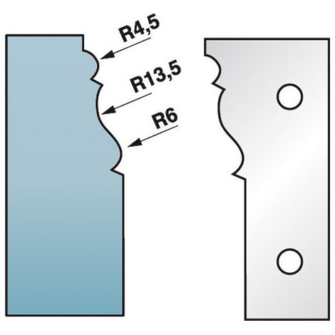 Diamwood Jeu de 2 fers profilés Ht. 90 x 5,5 mm corniche N°1 M590.301 pour porte-outils de toupie - Acier SP - 90 mm hauteur - Epaisseur 5,5 mm - Idéal pour toupie professionnelle (1/2)