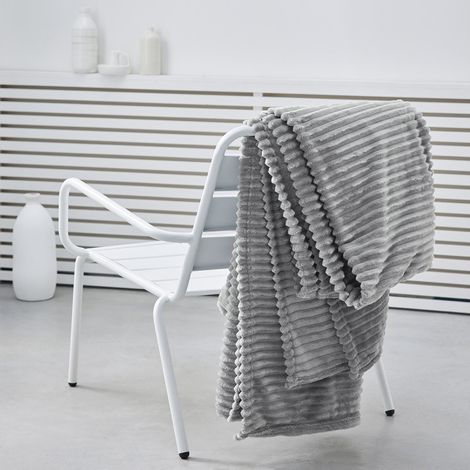 Plaid en velours côtelé "Essential" - Gris acier - l 150 x L 200 cm - Livraison gratuite (1/2)