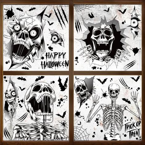Autocollants pour fenêtres d'Halloween, autocollants pour portes et fenêtres d'intérieur d'Halloween, décorations pour maisons hantées