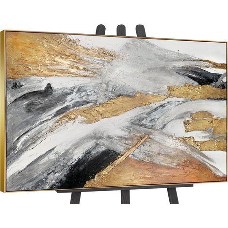 Gemälde Goldene Symphonie II Rahmen Gold 120x80 cm (1/5)