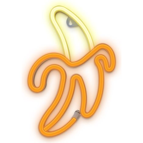 Insegna LED de neon con batteria, USB, luce LED per casa, luce notturna, banana, colore bianco e giallo (1/2)