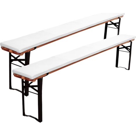 Coussins pour bancs de Jardin, Coussins pour balançoire antidérapants, Tapis de Tabouret de Jardin en Coton et imperméables, avec Boucle 220 x 25 x 3 cm (Blanc, 2 pièce) (1/5)