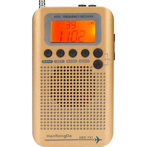 Radio VHF per banda aeronautica, ricevitore radio multifunzionale per aeromobili con schermo LCD da 1 pollice a basso rumore, bande di frequenza Air/FM/AM/SW/VHF/CB e antenna.