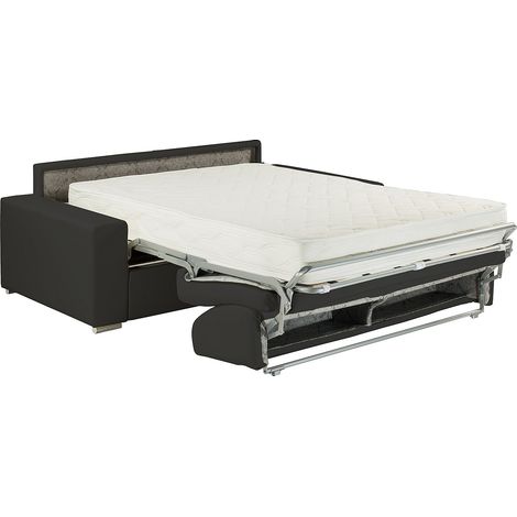 Canapé 4 places  convertible express en simili - Noir - Couchage 160 cm - Matelas 22 cm avec mémoire de forme EMIR