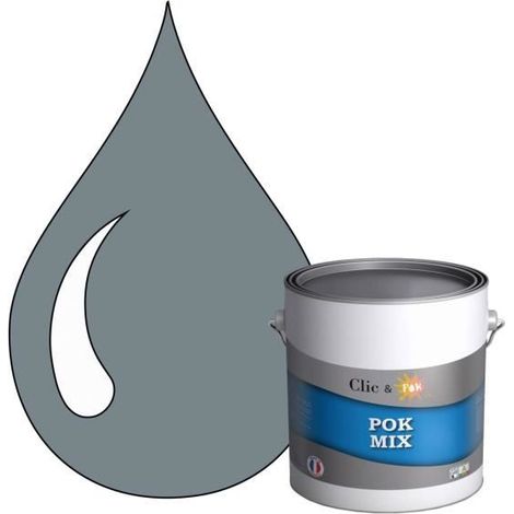 Peinture d'Accroche et Finition 2 en 1 - POK - POK MIX - Acrylique Satinée - RAL 7000 - 3L (1/4)