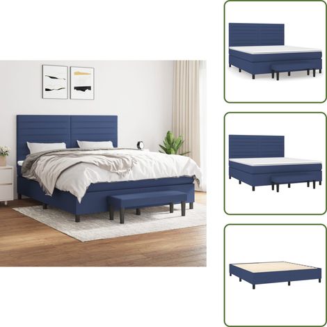 Boxspringbett mit Matratze Blau 160x200 cm Stoff - Boxspringbett - Boxspringbetten - Bett - Schlafzimmermöbel (1/5)