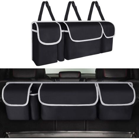 Sollbry Rangement Coffre de Voiture, Organisateur Voiture Coffre Pliable étanche avec 4 Poches, Multipurpose Organisateur Coffre Voiture, Accessoires d'intérieur de Voiture pour SUV, Camions (1/5)