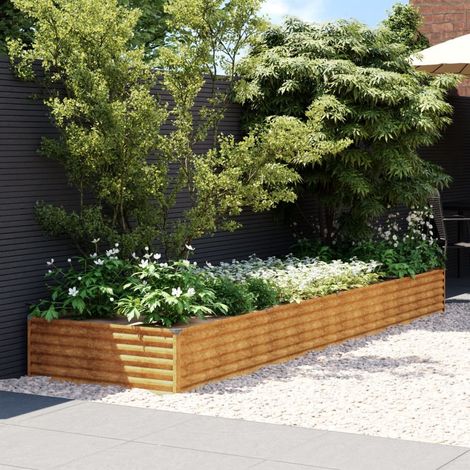 Jardinière Relief Acier Corten 387 X 100 X 36 cm. Aspect Rouille, Très tendance. Jardin, Patio, Balcon (1/5)