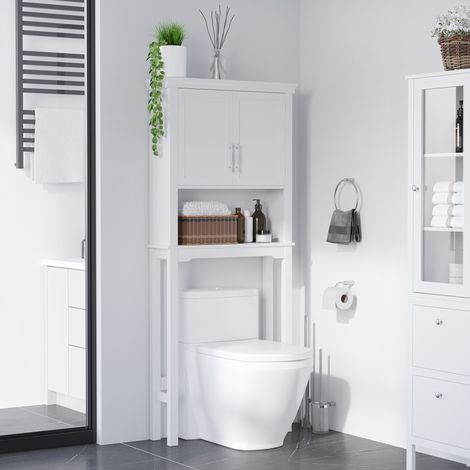 Mueble de baño con armario de doble puerta, estante ajustable y nicho, dimensiones 71 x 20,5 x 165 cm, blanco.