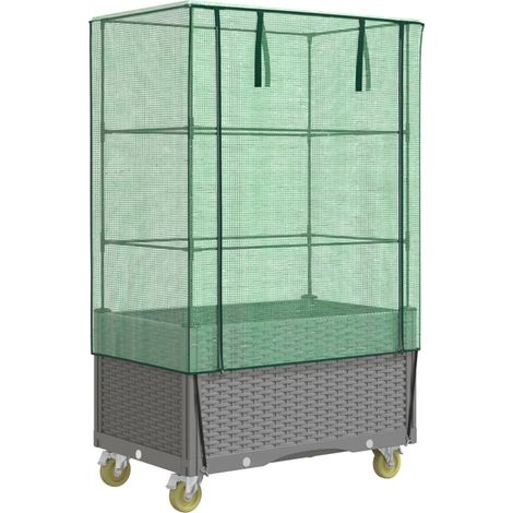 Maison Exclusive - Hochbeet mit Aufsatz und Rollen Rattan-Optik 8