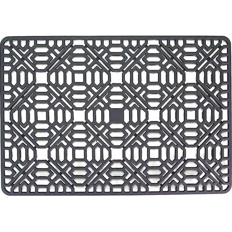 Tapis de protection pour évier de cuisine, pour fond d'évier en acier inoxydable ou en porcelaine, en silicone gris. (1/5)