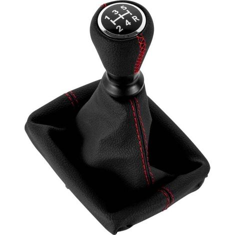 Pommeau Levier Vitesse Cuir avec Soufflet Compatible Peugeot 206 406 Rouge (1/4)