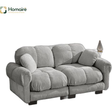 Canapé modulable en chenille gris avec accoudoirs 190 x 86 x 90 cm HOMAIRE (1/5)