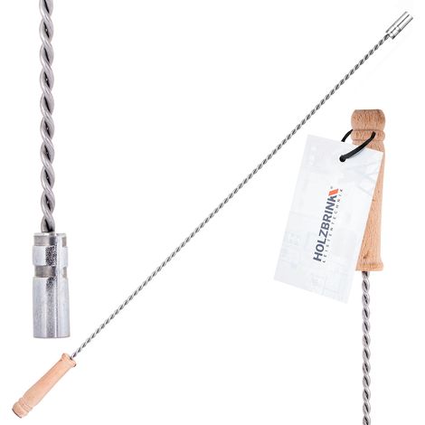 HOLZBRINK Canne pour hérisson de ramonage par le bas, tige torsadée avec manche en bois, M12, 120cm