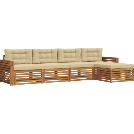 Ensemble de canapés d'extérieur 5 pcs Salon de jardin Naturel et Beige (1/5)