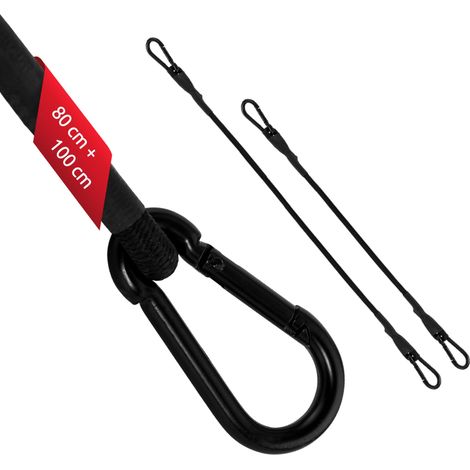 2x Spanngummi mit Karabiner 1x 100cm + 1x 80cm in Schwarz Latex Spanngurte (1/4)