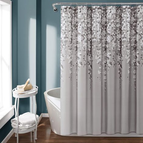 Weeping Flower Rideau de Douche Fleur pleurante, Polyester, Gris, 72" x72" (1/5)