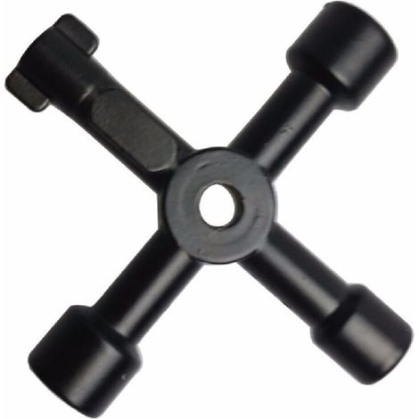 Clé Multifonction 4 Voies - Triangle, Interrupteur de Robinet, Croix Universelle, Passe Partout - Pour Compteur Eau, Radiateurs, Compteurs Gaz, Ascenseurs, Coffret Electrique (1/5)