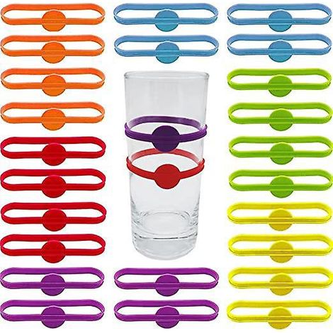 marque-verres, 24pcs Marqueurs De Boissons En Silicone Bire Marqueurs Identificateur De Verre Vin Bouteille, Pour Home Party Bar (6colors) (1/5)