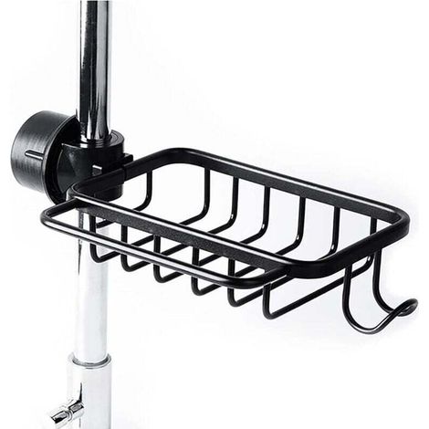 Porte-Éponge De Robinet Avec Crochet, Panier En Aluminium, Support De Rangement Pour L\'Évier De Cuisine, Support De Douche, ÉtagèRe Pour Savon Ou Shampoing (Noir-Améliorée) (1/4)
