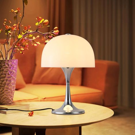 ALPINALUZ  Lámpara de mesa moderna "MEDUSA" con 3 luces, pantalla blanco y base cromado, ideal para dormitorio, sala y oficina. G93 (1/5)