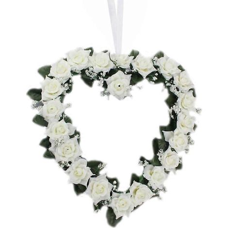 Herz aus künstlichen Rosen, herzförmige Wandgirlande für die Tür, Rosenkranz als Heimdekoration.