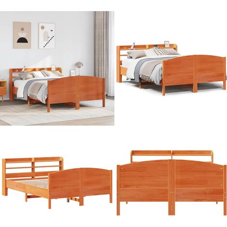 Letto senza Materasso Marrone Cera 120x190 cm in Legno di Pino - Testiera letto - Letto in legno