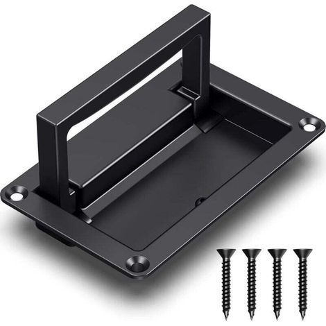 Tirador de puerta empotrado de aleación de zinc negro, ideal para cajones, puertas de acceso, cajas de herramientas, 1 unidad, 4,35 x 2,72 pulgadas.