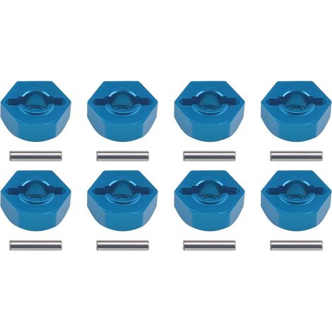Set mit 8 blauen, 12 mm großen, sechseckigen Adaptern aus Aluminiumlegierung für Radnaben von ferngesteuerten Autos, universell passend für Ersatzteile im Maßstab 1:10. (1/5)