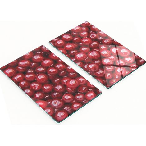 Tableros de vidrio decorativos multifuncionales con estampado de cerezas, 2x30x52 cm.