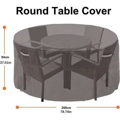 Housse de table ronde imperméable, Housse Salon de Jardin Ronde 200 x 94cm noir Housse Table Jardin Housse de Protection Bâche Imperméable pour Meubles Jardin et Hivernage (1/3)