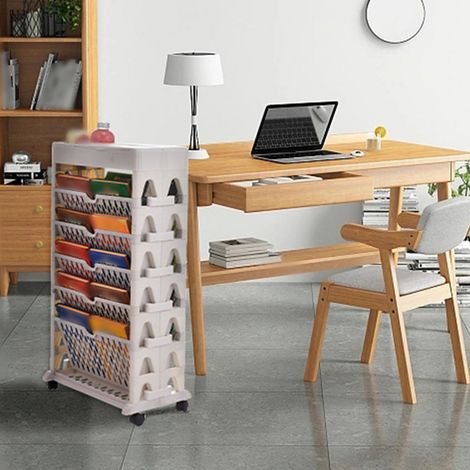 Étagère de bureau sur pied pour étudiants, bureaux et rangement étagère blanche simple, multifonctionnelle, à double rangée et deux niveaux. (1/5)