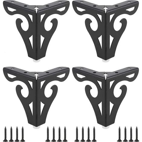 Lot de 4 Pièces Moderne Pied de Table, Pied Meuble Épingle, Pied de Table en Métal, Pieds de Meubles Triangulaires, 10 cm, Avec Vis, pour Table Basse, Table à Manger, Table de Chevet, Armoire et Canap (1/5)