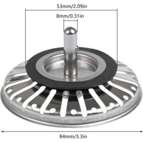 Filtre À Évier - Acier Inoxydable - Diamètre 84 mm - Étanchéité Renforcée - Pour Cuisine Et Salle De Bain - Lot De 2 (1/5)