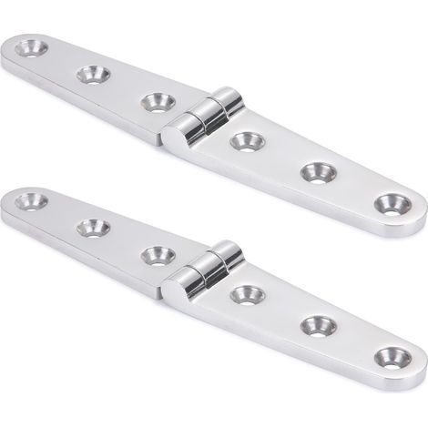 Hochglanzpolierte Edelstahl-Möbelscharniere, auch für maritime Anwendungen geeignet, 152 mm x 30 mm, 2er-Packung. (1/5)